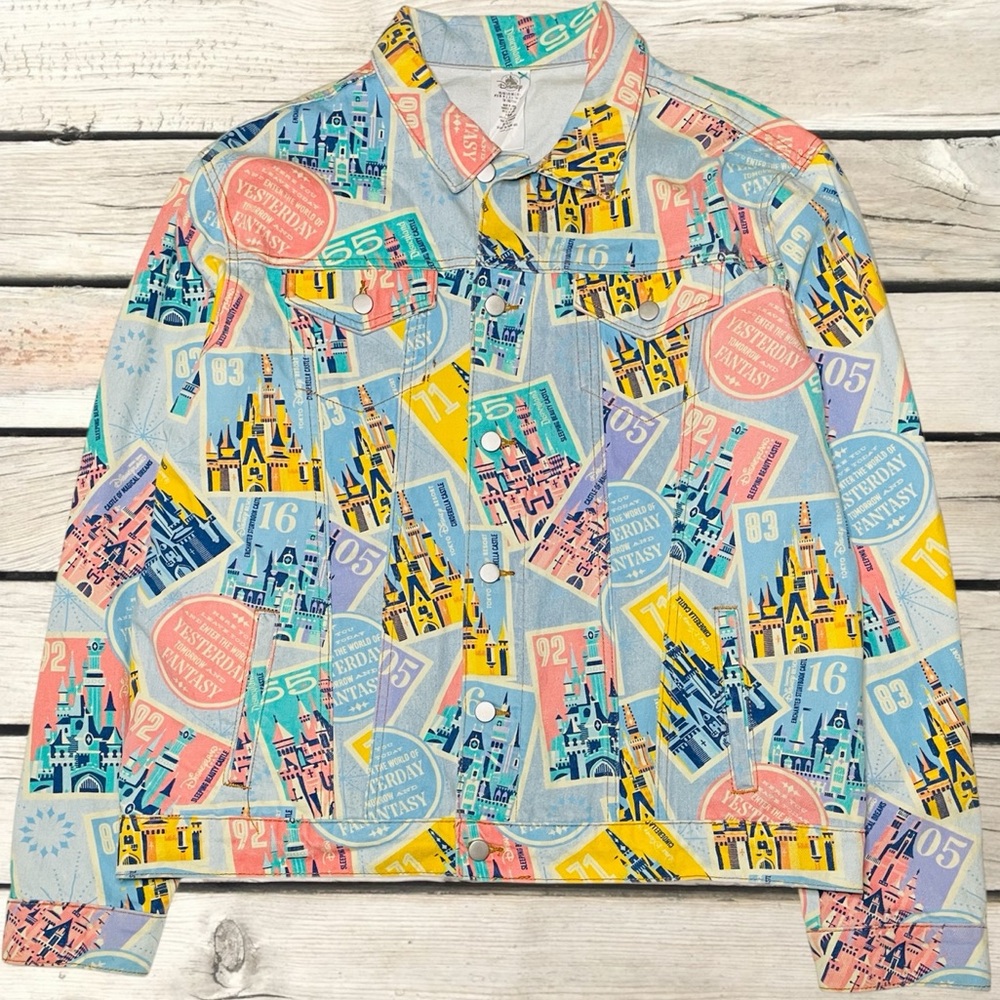 Disney Multi-Color Castle Print Jean Jacket
